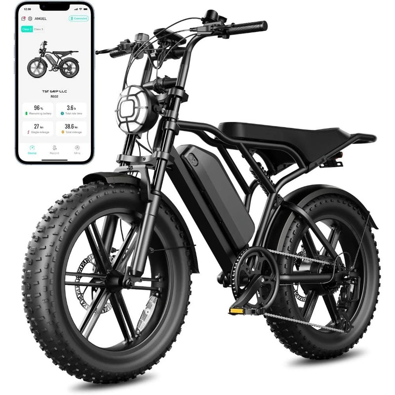 Full Suspension Fat Tire Electric Bike for Adults 1500W Peak Motor 60 Miles Range 48V 15Ah Removable Battery 7-Speed