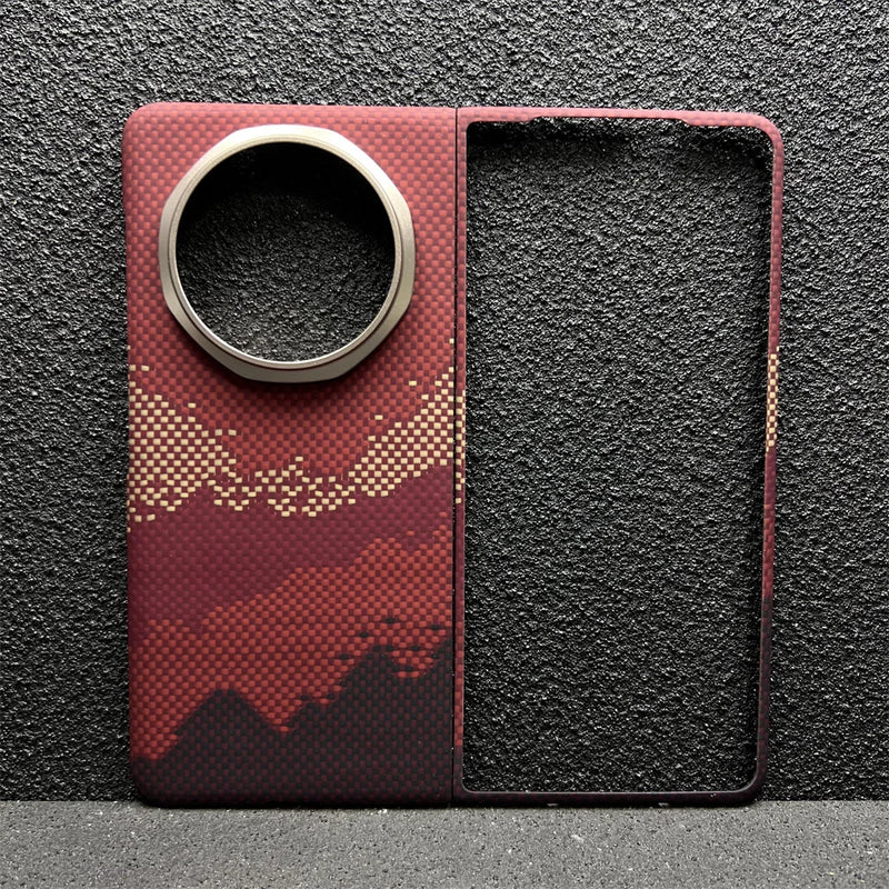 Suitable for Honor Magic V5 Mobile Phone Case, Thin Kevlar Aramid Fiber Magic V5 Carbon Fiber Protective Case, Center Shaft Full-Coverage