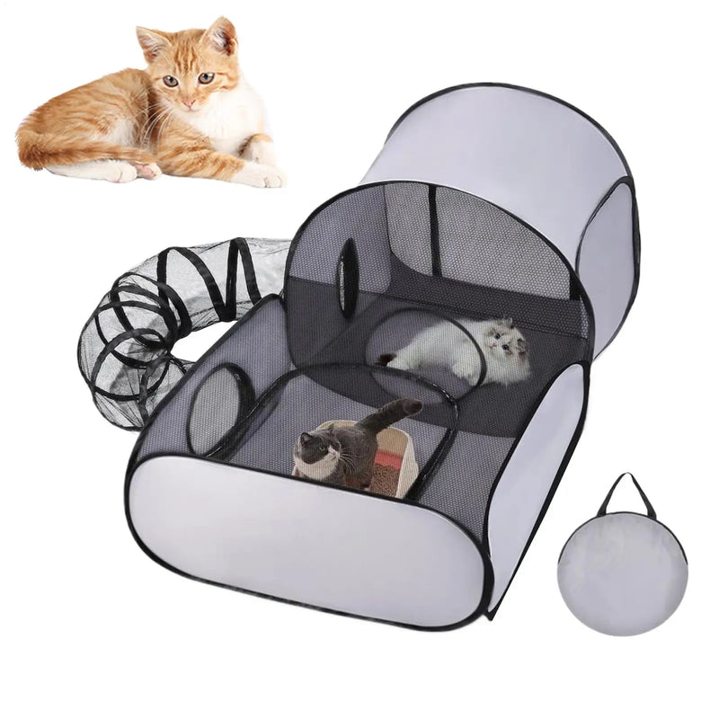 Cat Enclosure Tunnels Dog Play Pen Foldable Enclosure Tunnels House Interactive Toy Exercise Playground for Kitten Puppy Animals