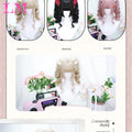 LM Medium Length Pink Cosplay Wig Heat Resistant Costume Party Synthetic Wigs 2 Clip On Ponytail 7 Colors