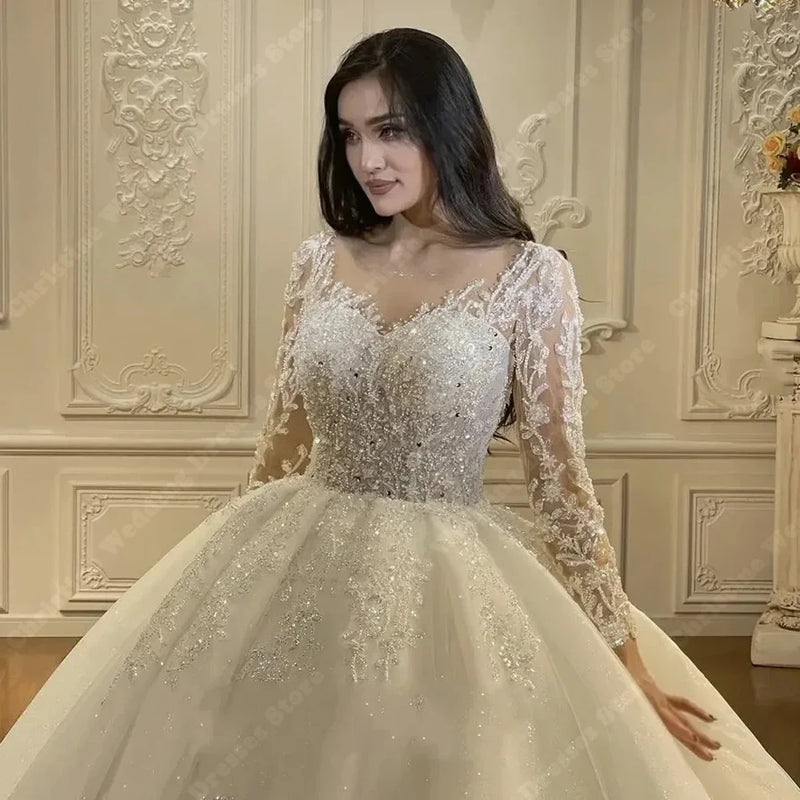 Elegant Lace Appliques Women Wedding Dresses A - Line - View 3 | SAMAG