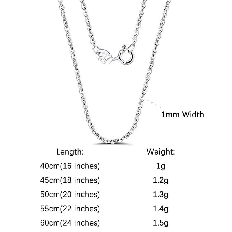 ORSA JEWELS 100% 925 Sterling Silver Link Chain Necklaces Minimalism Snake/Paperclip/Box/Figaro/Chopin/Cuban Chains 40-60cm