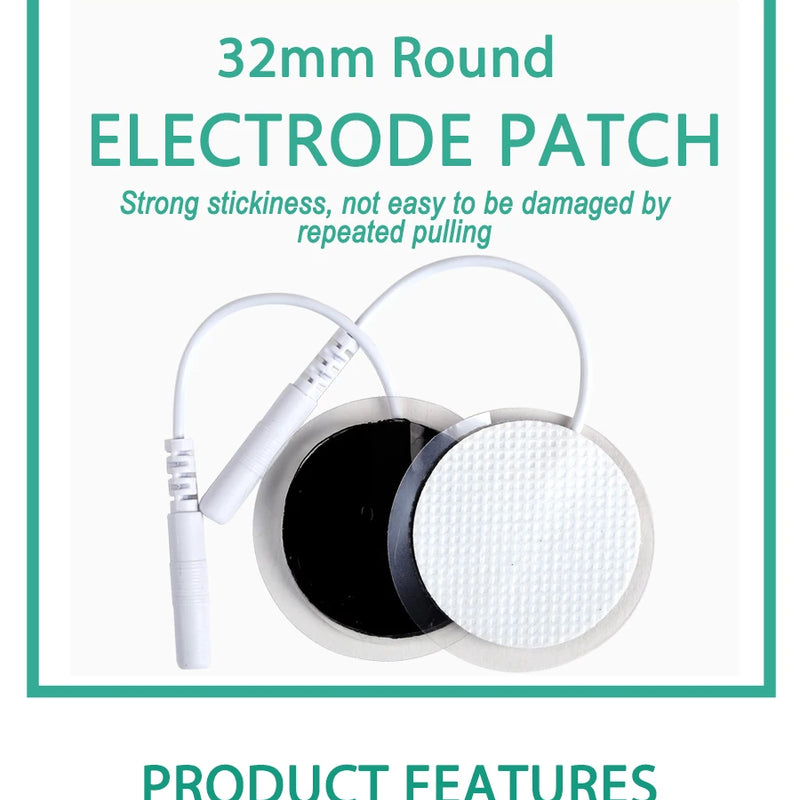 10Pcs 2mm Plug Non-woven Fabric Reusable Self Adhesive Electrode Pads Conductive Gel Pad Body Digital  Massager