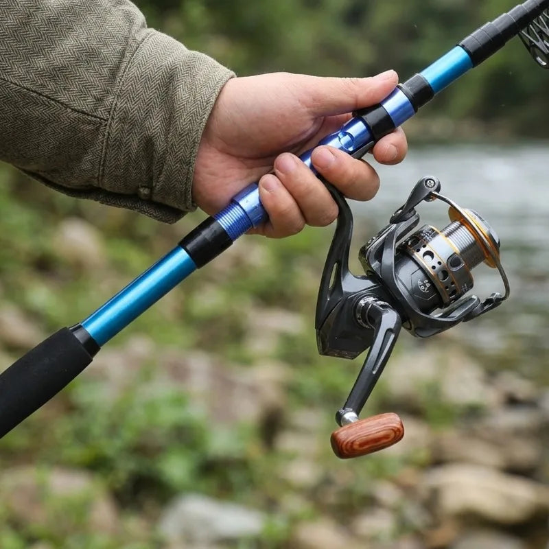 8m Carbon Fiber Telescopic Fishing Rod Reel Combo Full Set Portable With Simulated Soft Lures Hooks Fishing Line Carry Bag For