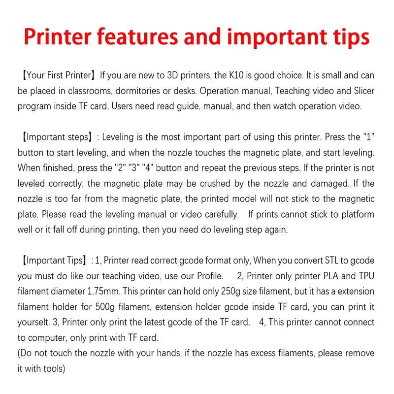 EasyThreed 3D Printer  Entry Level  Compatible with PLA TPU 1.75mm Filament  include Power Adaptor.