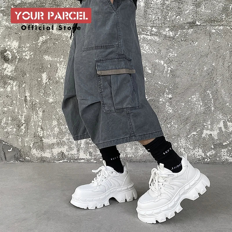 Height increasing 7CM men's shoes IG dad shoes sporty and versatile  summer breathable mesh thick sole derby shoes