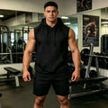 Men Hooded Sleeveless Shirt Casual Gym Tank Top Male Breathable Bodybuilding Vest Basketball Shirt Fashion Singlet Man Clothes