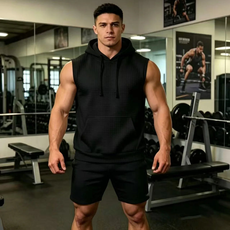 Men Hooded Sleeveless Shirt Casual Gym Tank Top Male Breathable Bodybuilding Vest Basketball Shirt Fashion Singlet Man Clothes