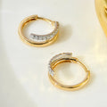 Two Hoop Full Moissanite Earrings for Women 925 Sterling Silver Plated 18K Gold Classic Ear Studs Sparkling Wedding Jewelry Gift