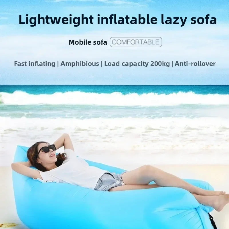 Inflatable Sofa Beach Air Sofa Folding Camping Inflatable Sofa Bed Sleeping Bag Single