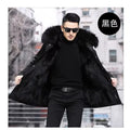 Fur Coat Detachable Hooded Keep Warm Jacket Parka Men Whole Mink Liner Winter New Fur Coat Mink-like Wool Mid-Length Leather