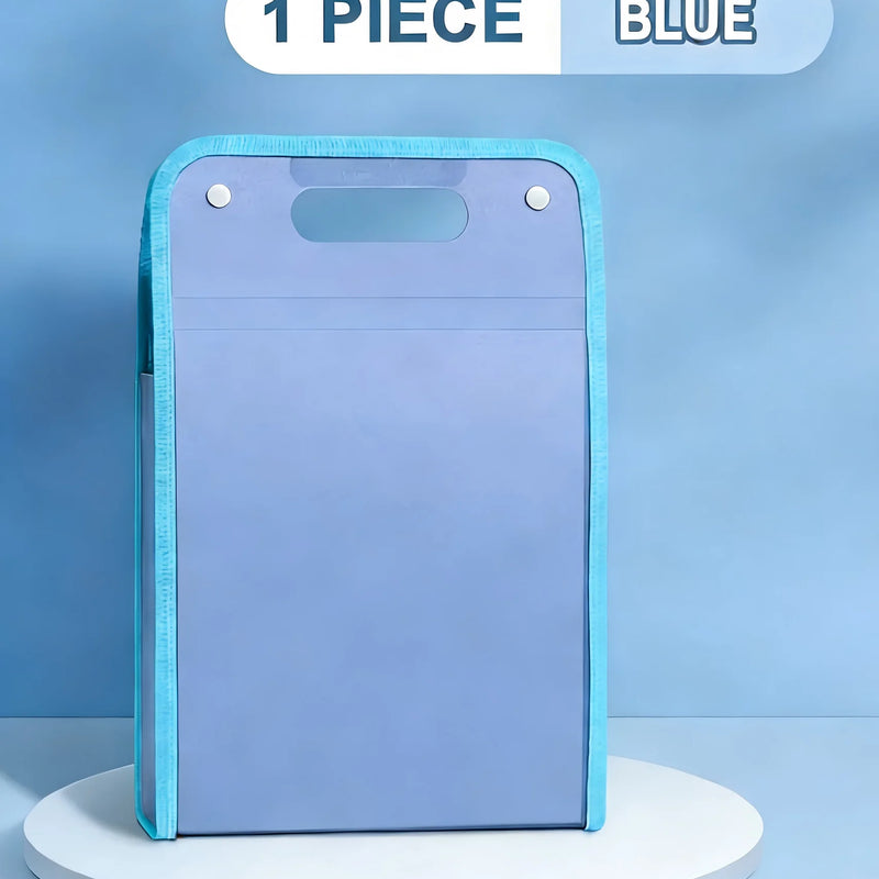 Pastel Purple Accordion File Folder with Blue Trim 13-Pocket Document Organizer for School And Office Use