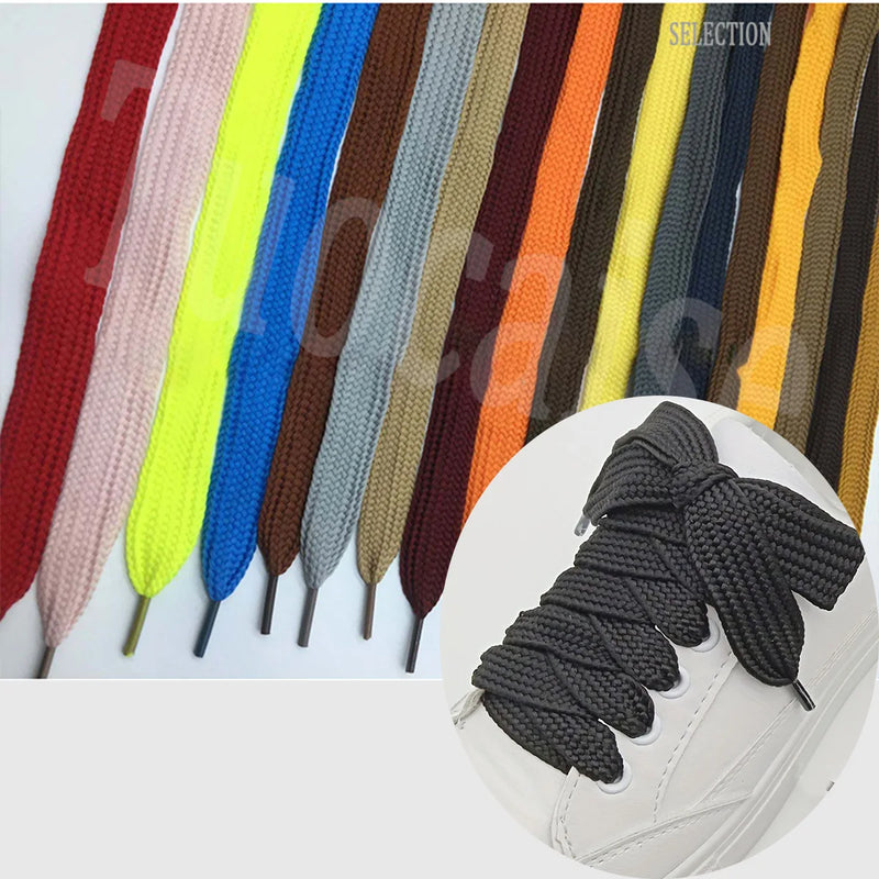 Flat Wide Shoelaces 2cm 1Pair Thick Soft Casual Sneakers Running Sports Shoe Laces 100/120/140/160CM Fashion Shoes Accessories