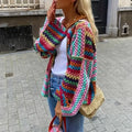 Multicolor Crochet Cardigan Women Sheer Openwork Patchwork Knit Open Front Sweater Jacket  Boho Beach Vacation Festival Outfit
