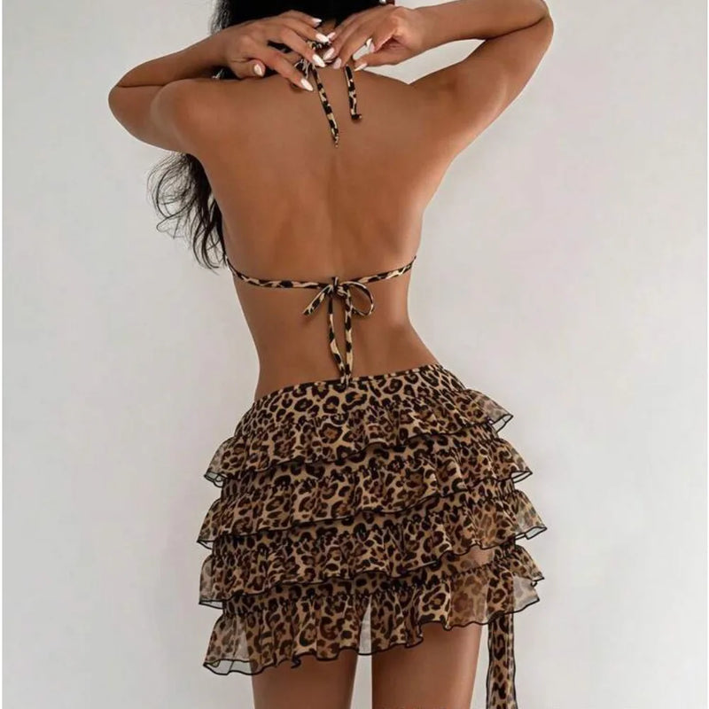 Leopard Print 3-Piece Bikini Set for Women Sexy Swimsuit | SAMAG