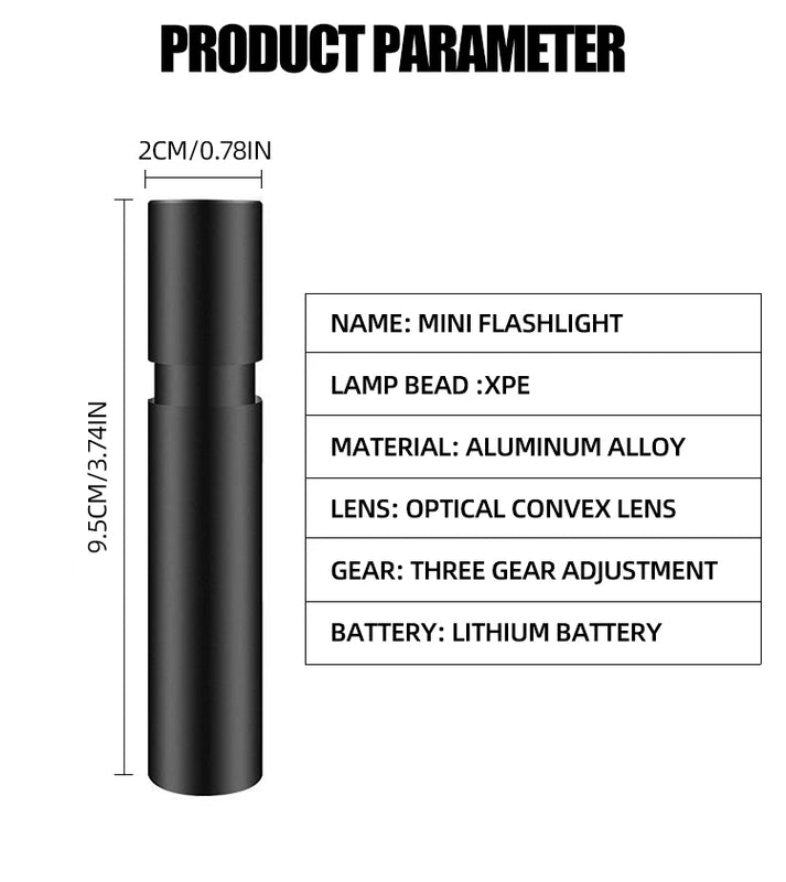 Mini Telescopic Zoom Flashlight 3 Light Mode Torch USB Rechargable Waterproof Powerful Flashlights Outdoor Portable Torch Lamp
