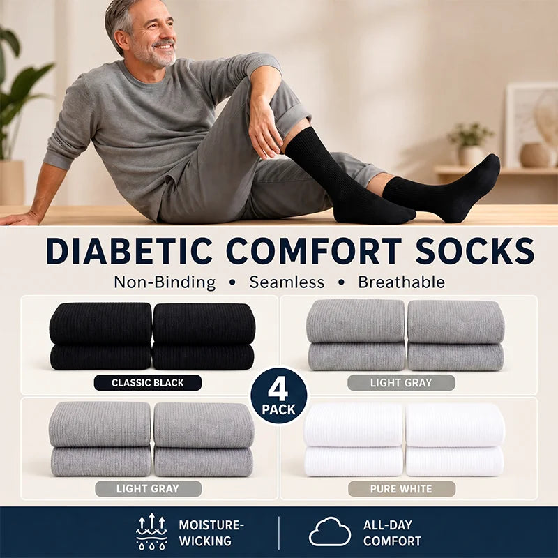 Men's Diabetic Socks Non‑Binding Top Loose Cuff, Seamless | SAMAG