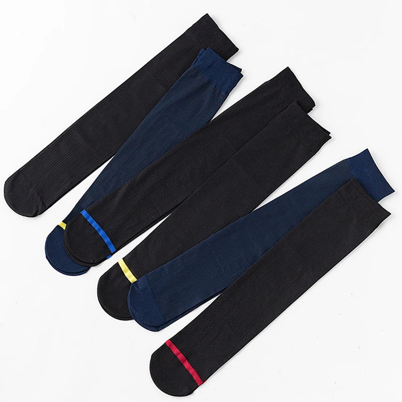 7 Pairs Man Short Silk Socks Business Thin Nylon Striped | SAMAG