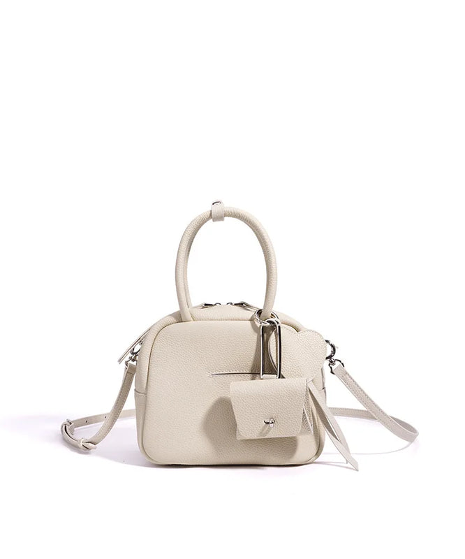 2026 New Women's Top Grain Leather Boston Bag Cute Heart Charm Mini Pocket Tassel Handbag Shoulder Crossbody Bag