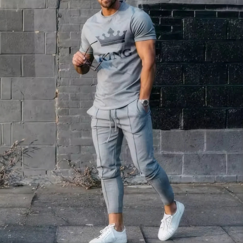 Men's Summer Fashion Sports Set Trendy 3D Printed Casual Jogging Street Wear Short Sleeve T - shirt Long - View 8 | SAMAG