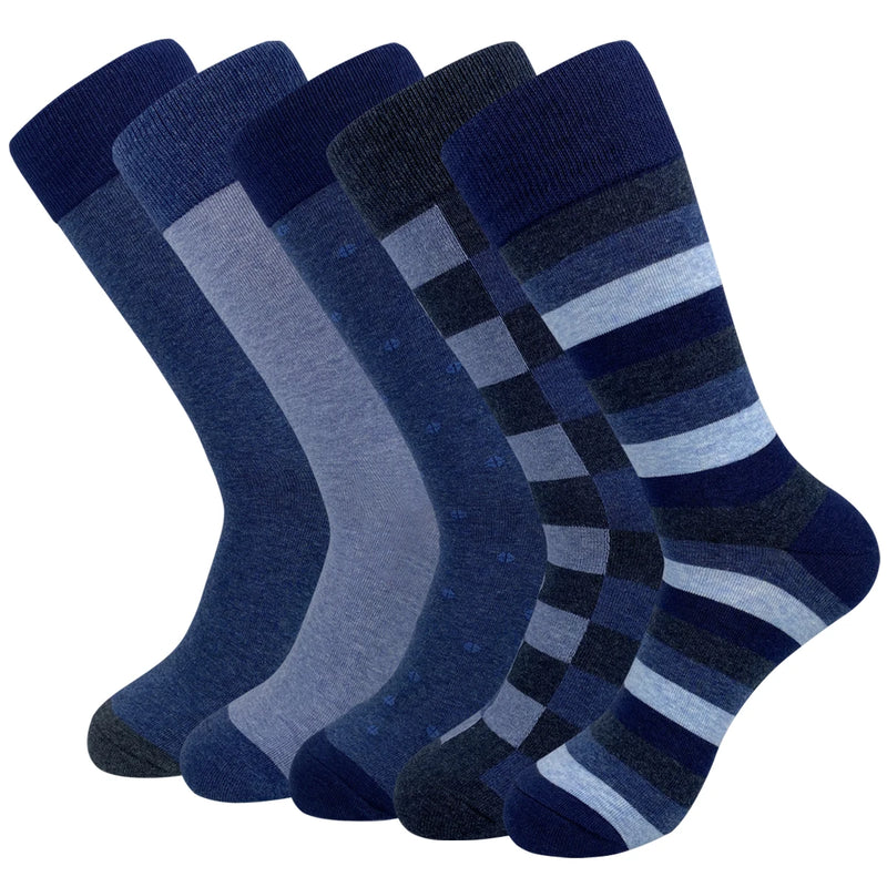 5 Pairs Men's Dress Socks Plus Large Size， Combed Cotton | SAMAG