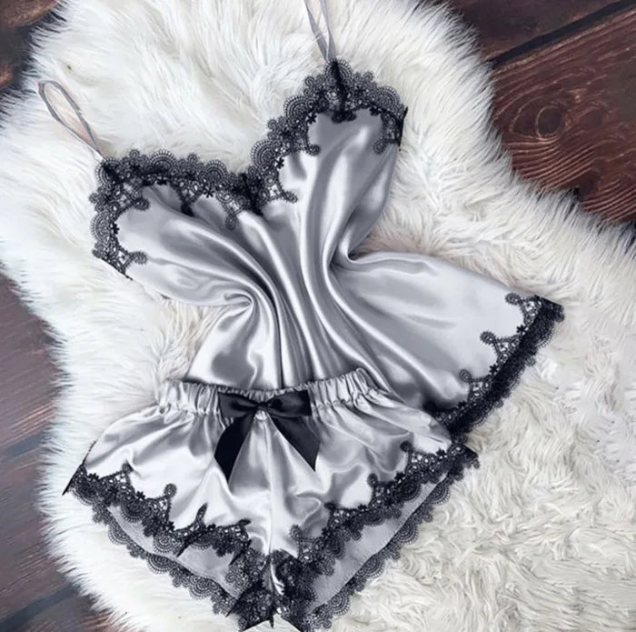 Sexy Lingerie Women Sleep Wear Camisole Bow Shorts V-Neck | SAMAG