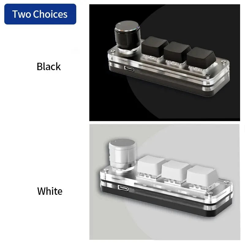 Mini Keyboard 3 Keys 1 Knob RGB Programming Macro Mechanical Keyboard Gaming Custom Switch Portable Keypad For Photoshop