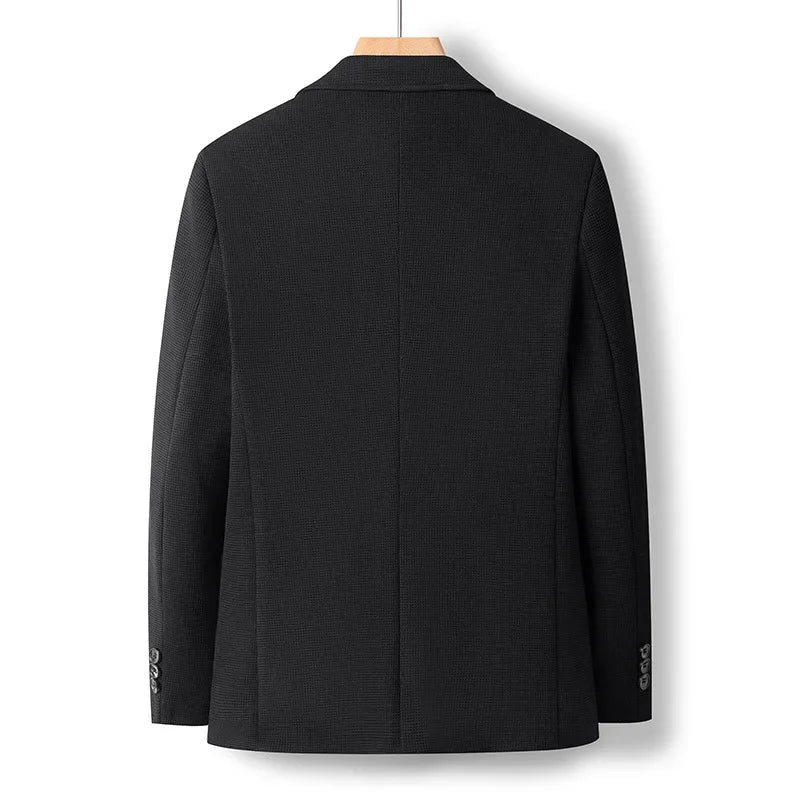 BROWON Brand Men Waffle Texture Blazer Two Buttons Notched Lapel Stretch Casual Suit Jacket Light Business - View 2 | SAMAG