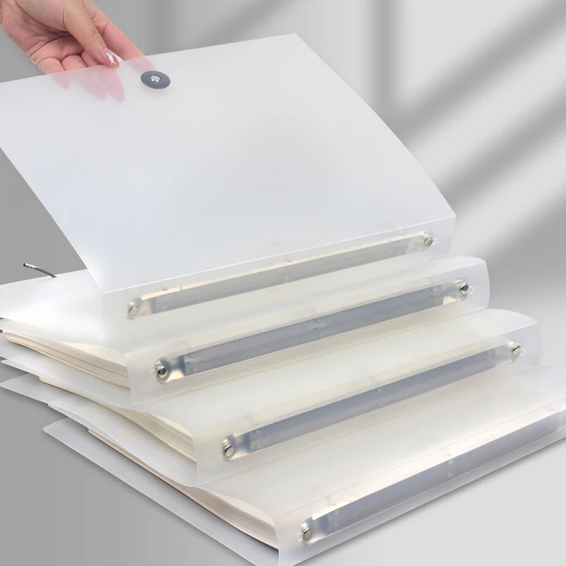 Transparent A4 Folder 3 Ring Binder with Buckle Closure Matte PP File Folder Document Organizer for School Office Stationery