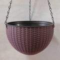 Garden Decoration Plastic Woven Plaited Baskets with Chain Home Decor Houseplant Flowerpot Round Hanging Flower Pots Balcony