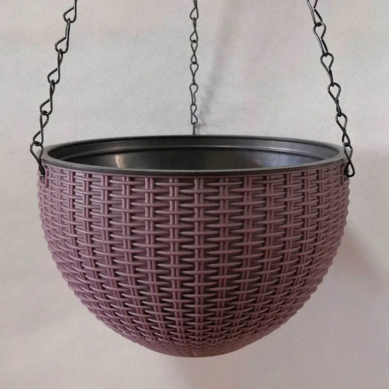 Garden Decoration Plastic Woven Plaited Baskets with Chain Home Decor Houseplant Flowerpot Round Hanging Flower Pots Balcony
