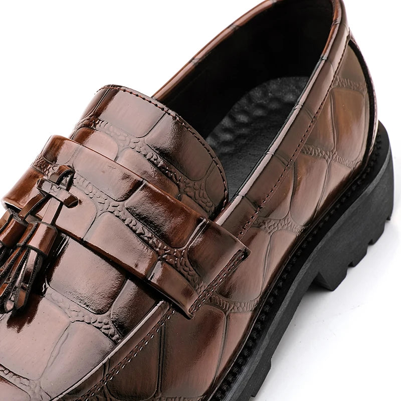Business Tassel Loafers Shoes Slip on Casual Thick Bottom Leather Black Dress Party Shoes Boat Loafers For Man Fashion Moccasins