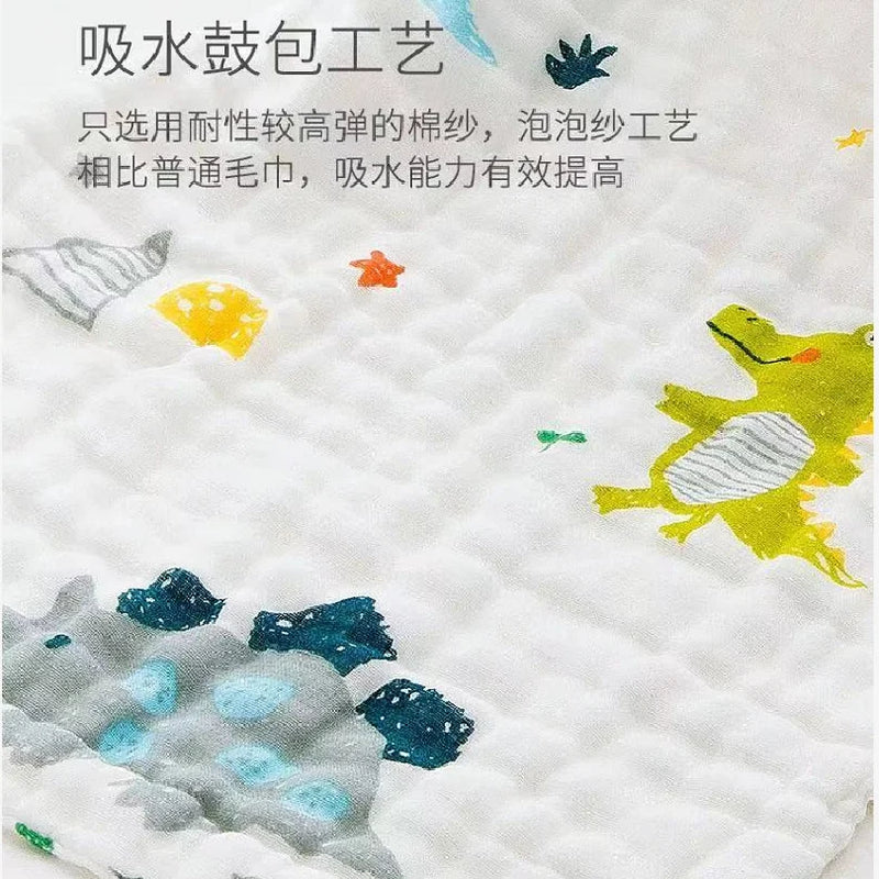 Gauze six-layer small towel pure cotton Class A baby gauze face towel burp towel seersucker bath towel saliva towel