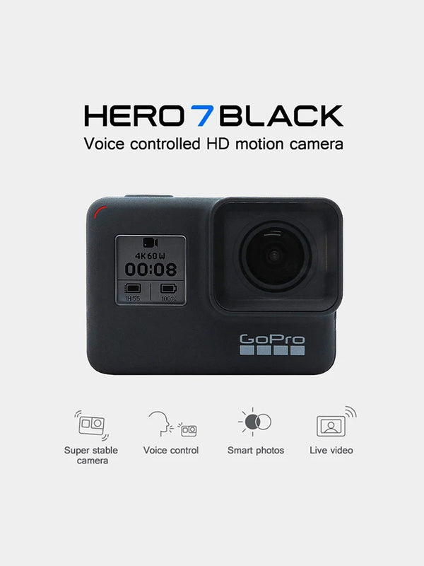 GoPro Hero 7 Black Original Special Bundle Action Camera Go Pro Hero7 Sport 12MP Photo Live Streaming Cam 4K 60fps 1080P 240fps