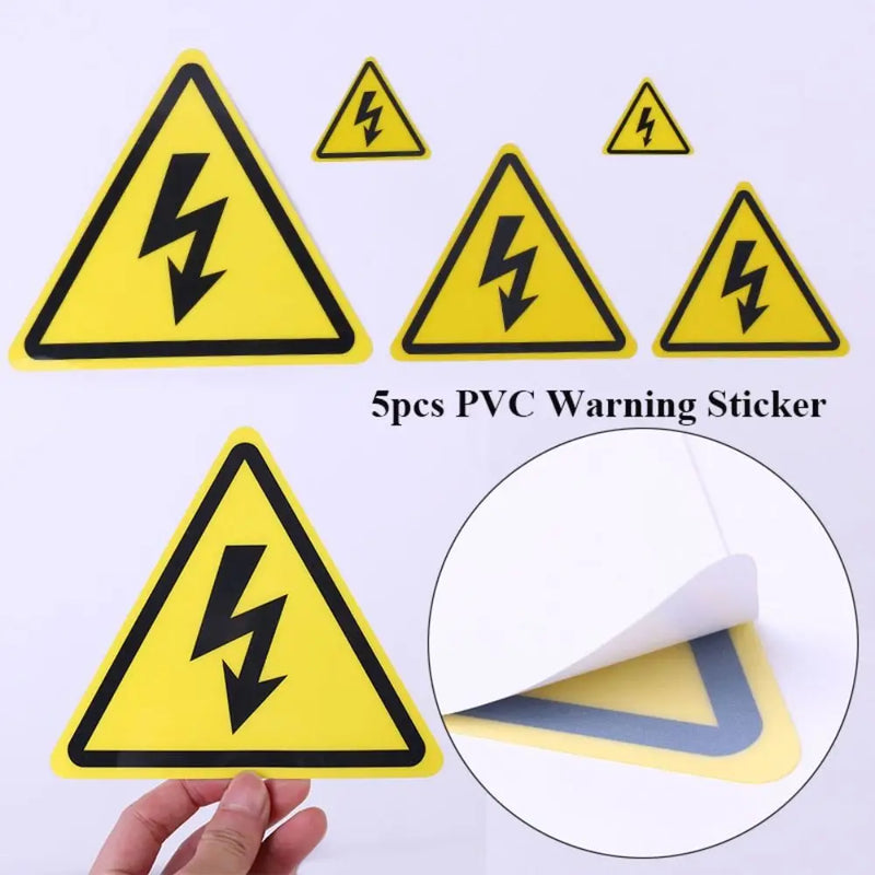 5pcs 3.6/5/8/10/15cm Warning Sticker High Quality Accessories Yellow Danger Notice Adhesive Labels Danger Forelectric Box