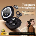 Bluetooth Headphones with Makeup Mirror Case, 48H Audífonos AI Noise Reduction, Open-Ear Earphones for Sports & Sleep