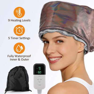 9 Temp 5 Timer PU Leather Hair Steamer Cap Waterproof | SAMAG