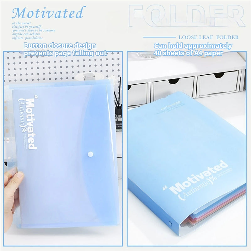 Large Capacity 3-Ring Binder with Pockets for A4 Paper,Holds 220 Sheet Presentation Folder for School Office(12.4x10.43 Inch)