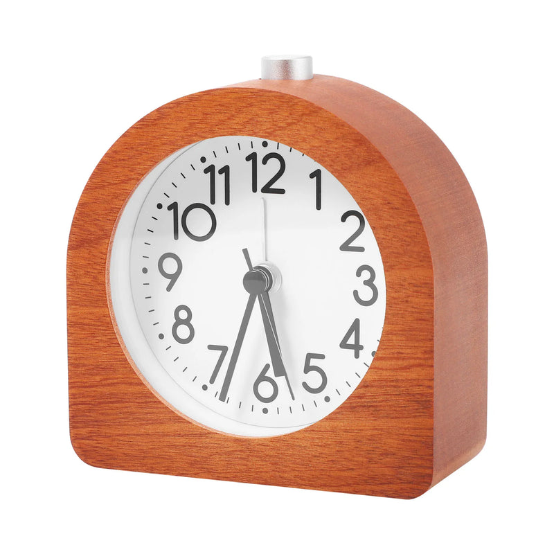 A19F-Alarm Clock Without Ticking Retro Wooden Alarm Clock With Dial Alarm Light Quiet Table Clock With Snooze Function