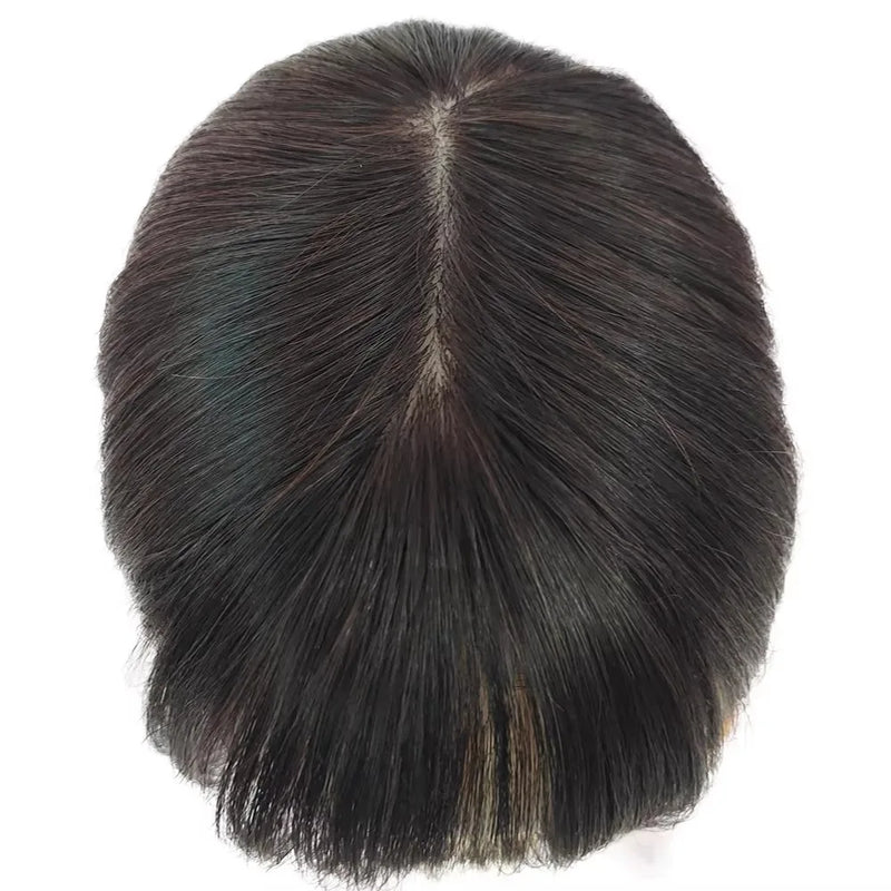 15x16cm Virgin European Human Hair Topper Hair Piece Clips in Loose Wave Silk Top Base Topper with Bangs for Thinning Hair Women