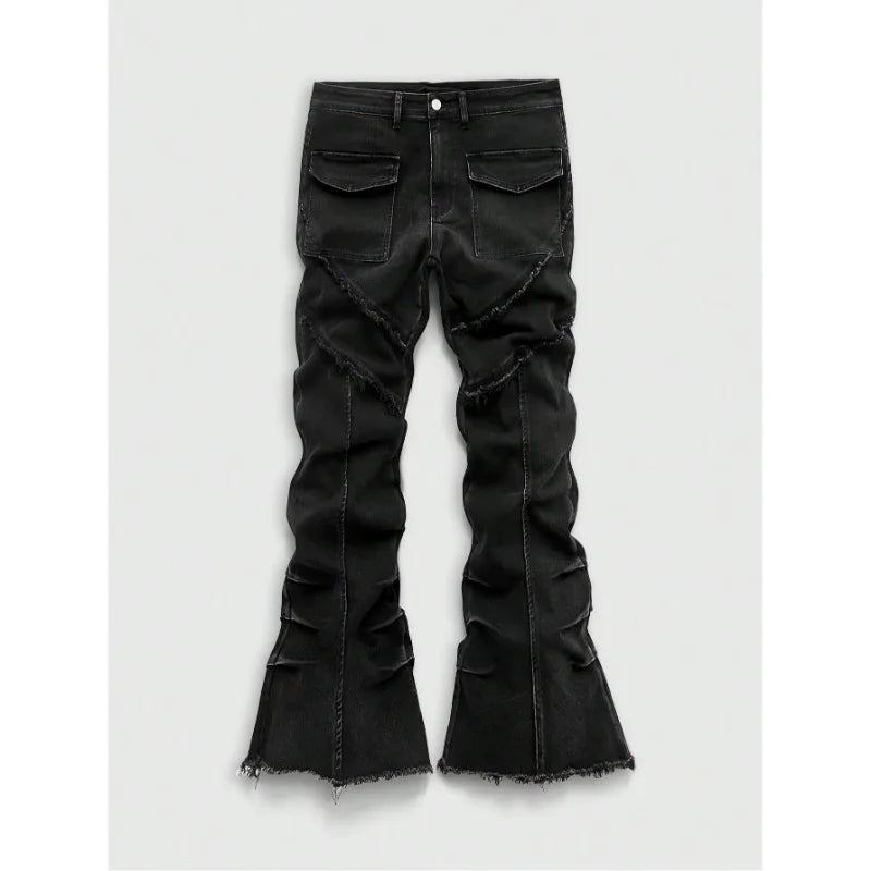 Men's Jeans Fashion High Waist Ripped Skinny Bootcut Man | SAMAG