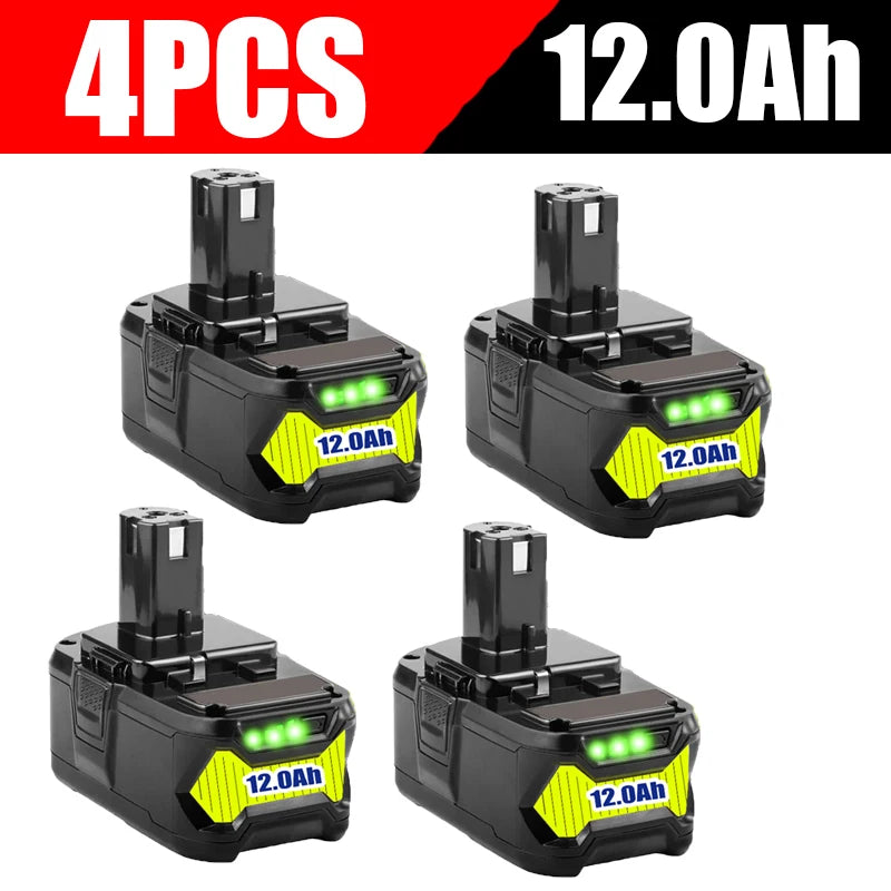 12Ah For RYOBI 18V Battery P108 18V One+ Plus Battery 18 Volt Lithium-Ion Power Tools P104 P107 RB18L50 RB18L20 P108