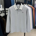Men's 100% Cotton Original Design Printed Long Sleeved Polo Shirt Spring Autumn Simple Fashion Business Lapel T-shirt Men's Wear