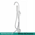 KEMAIDI Golden Plated Bathtub Filler Shower Roman Tub Faucet Set Free Standing Black Bath Shower Systerm Round Spout Mixer Tap