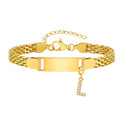 Vnox A-Z letters Baby Bracelets, Stainless Steel Strap Chain for Kids With Cute Letter Blank Bar, Children Jewelry Gift