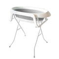 Foldable Baby Bath Tub with Stand No Bend Over Infant Bathing Collapsible Plastic Bathtub Iron Frame Supports Up to 20kg