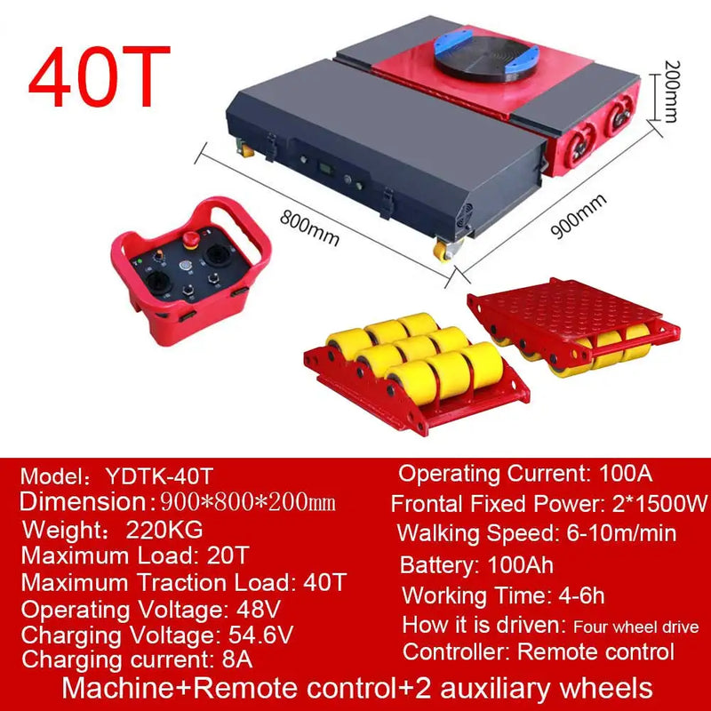 20T 360° Machine Skate Electric Cargo Truck Factory Equipment Moving Roller Trolley for Machine Moving Without Shipping