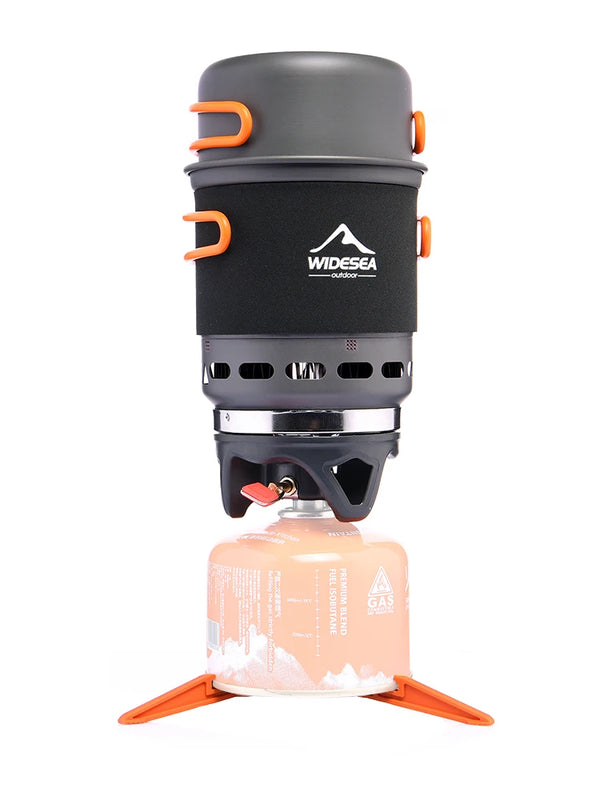 Widesea Camping Cooking System with Heat Exchanger Outdoor Gas Burner Stove Tourist Pot Set Cup Tableware Cookware Tourism Hike