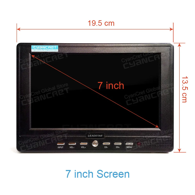 LEADSTAR D768 7 inch Portable TV DVB-T2 ATSC ISDB-T tdt DTT Digital and Analog mini small Car TV Television Support TF H.265 AC3