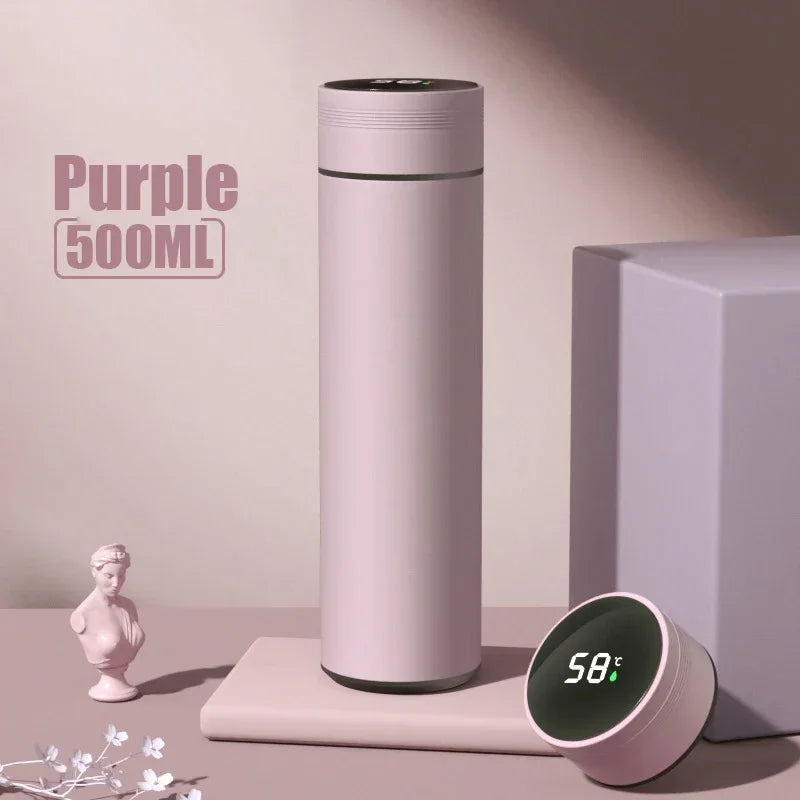 500ml Stainless Steel Thermos Cup with Temperature Display Outdoor Vacuum Insulated Divided Bottle Travel Mug Fathers Day Gift